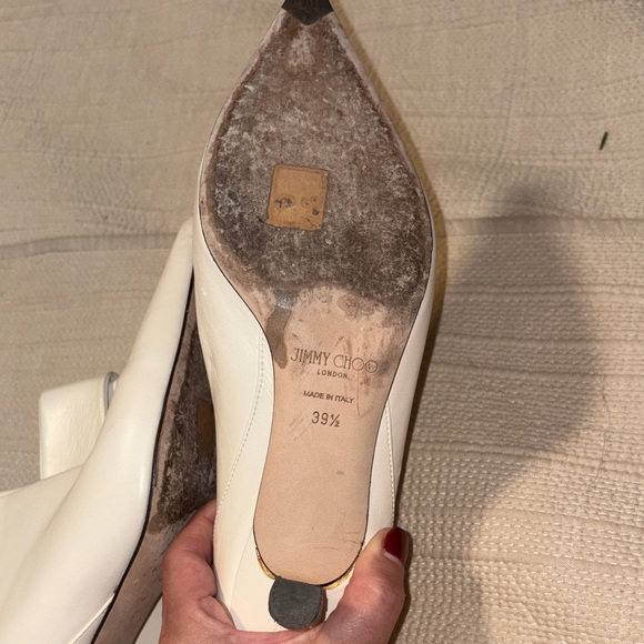 Jimmy Choo Leather Cream Heeled Boots size 39.5 with dust bag. EUC. - Picture 5 of 10